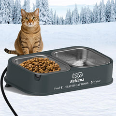 Dahivs cuenco caliente exterior para gatos, mantiene agua y comida listas para comer en invierno.