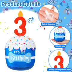 Dansydaisy juguete-cumpleaños-perro-azul-detalle crema, fomenta juego interactivo.