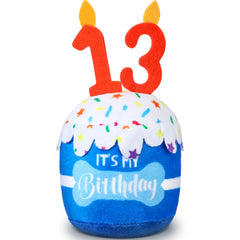 Dansydaisy pastel cumpleaños perro azul; ideal como decoración y juego festivo.