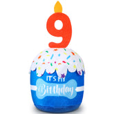 Dansydaisy torta-cumpleanos-perro-9-anios azul: decoracion festiva y juguete suave para juego seguro.