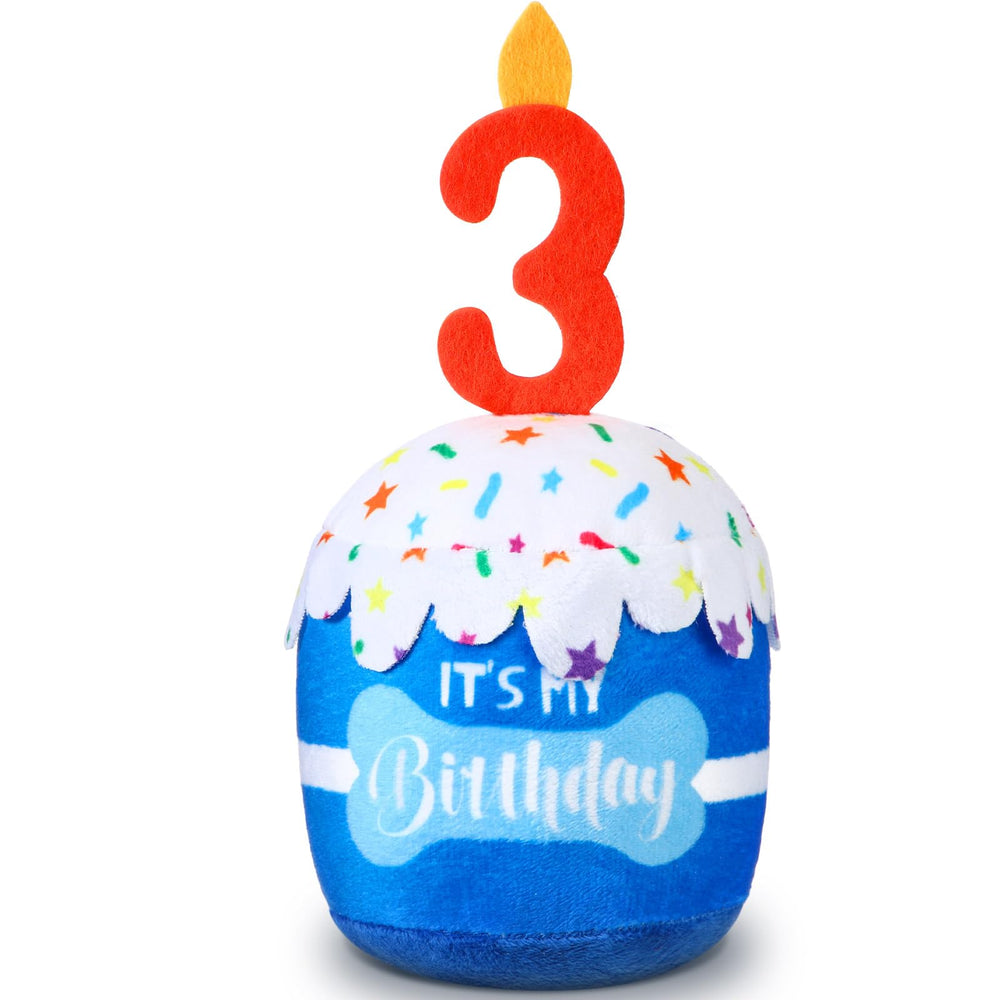 Dansydaisy torta-cumpleanos-perro-azul-frente, ideal para celebraciones.