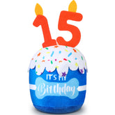 Dansydaisy torta-cumpleanos-perro-azul: juguete festivo para juego y decoración.