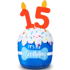 Dansydaisy torta-cumpleanos-perro-azul: juguete festivo para juego y decoración.