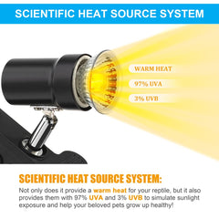 DaToo Lámpara de calor 50W con UVA/UVB para simulación solar.