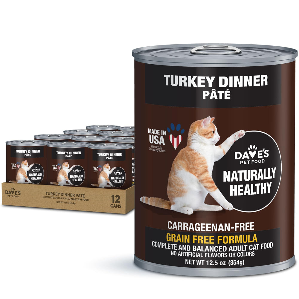 Dave's Pet Food gato pavo en lata 355 ml, opción sin granos para la dieta diaria