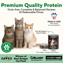 Dave's Pet Food lata de pavo, servicio práctico para alimentación e hidratación del gato