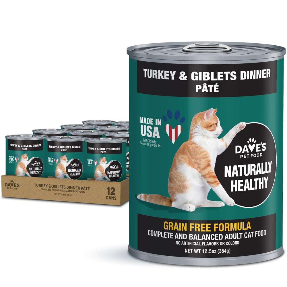 Dave's Pet Food Gato Pavo y Menudillos Pate: lata de 12,5 oz lista para servir.