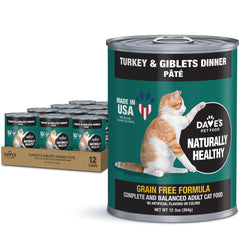 Dave's Pet Food Gato Pavo y Menudillos Pate: lata de 12,5 oz lista para servir.