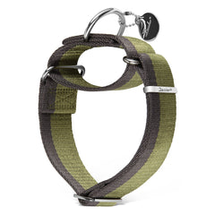 Dazzber collar martingale 1,5 pulgadas con tono verde militar y gris para control seguro en paseos