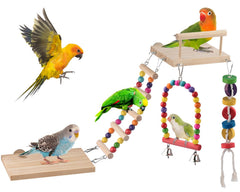 DBNESS 5en1 juguetes para pájaros: percha-plataforma para ejercicio diario