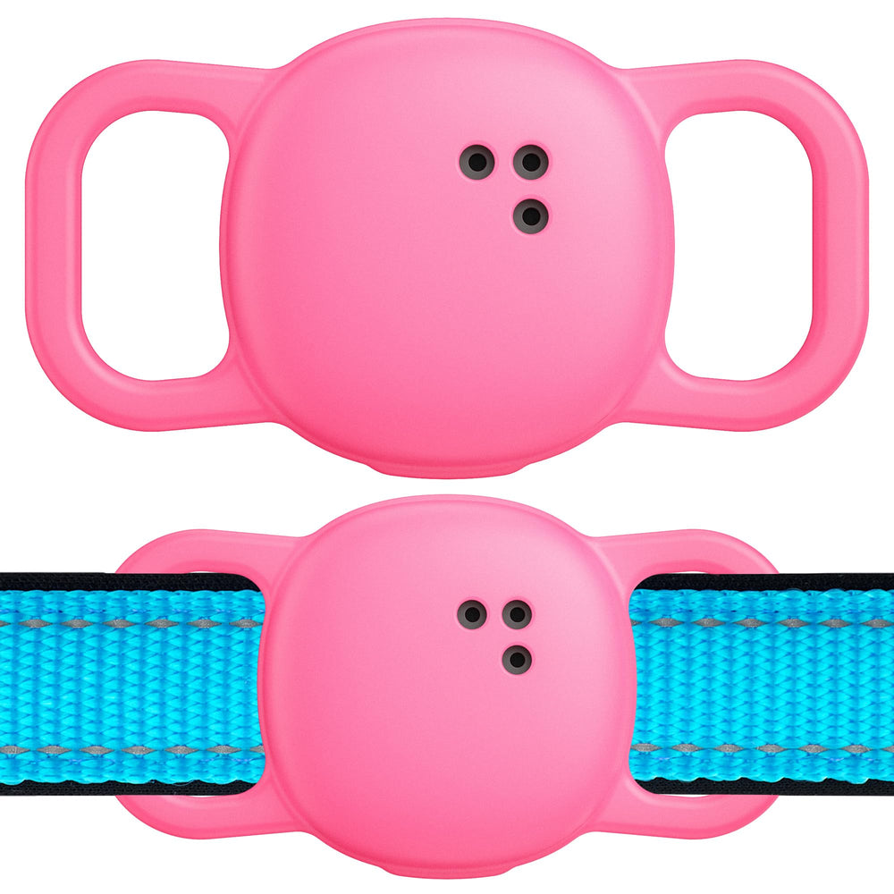 DDJ Life360 Sticker en funda de silicona neón rosa para collar, evita pérdidas.