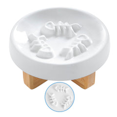 DDMOMMY comedero cerámico para gatos y perros con soporte elevado, favorece comer despacio.