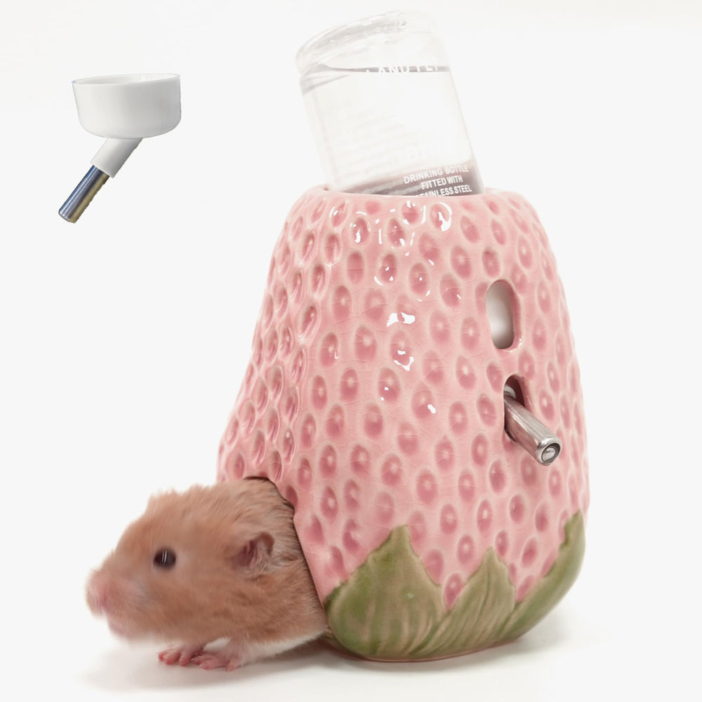 Deapeey biberón cerámico para hámster rosa, 80 ml, fácil de colocar.