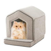 DEBANG HOME casita ortopedica para gatos, vista frontal, refugio suave para dormir cómodo