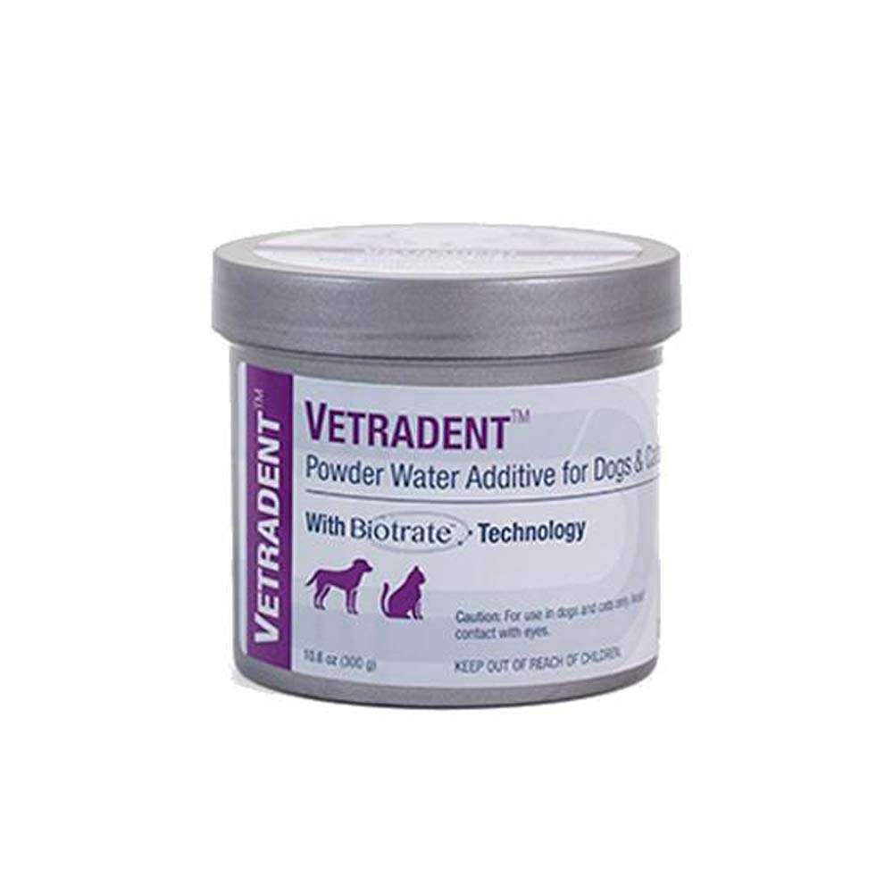 Vetradent de Dechra, polvo para agua, reduce placa y mal aliento en perros y gatos.