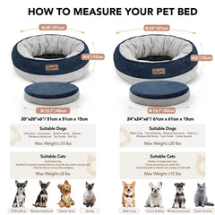 Funda lavable Deconovo para cama de perro donut, limpieza sencilla.