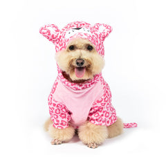Disfraz DELIFUR para perro leopard-rosa, sudadera cómoda para fiestas