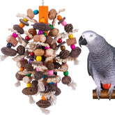 Deloky Juguete grande para loros con nueces y maíz, para ejercitar el pico.