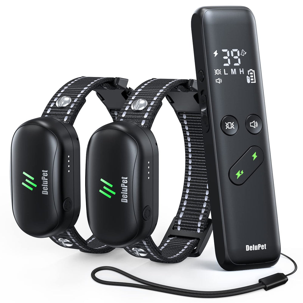 Delupet collar de entrenamiento para dos perros con control remoto a distancia.