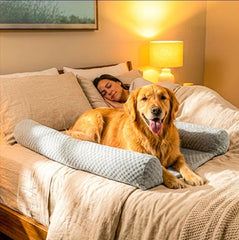 DenMate cama-perro-diseno-patentado ofrece tranquilidad nocturna para ambos.
