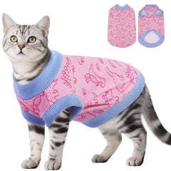 DENTRUN chaleco gato sin mangas dinosaurio rosa, comodidad diaria y fotos adorables.