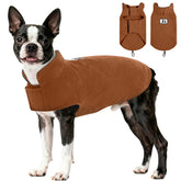 DENTRUN chaleco perro reversible, vista frontal, lana polar cálida para invierno