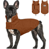 DENTRUN chaleco reversible para perro, vista frontal, ofrece calor y protección durante paseos fríos.