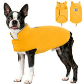 DENTRUN abrigo reversible para perros, vista frontal, ofrece calor y movilidad.
