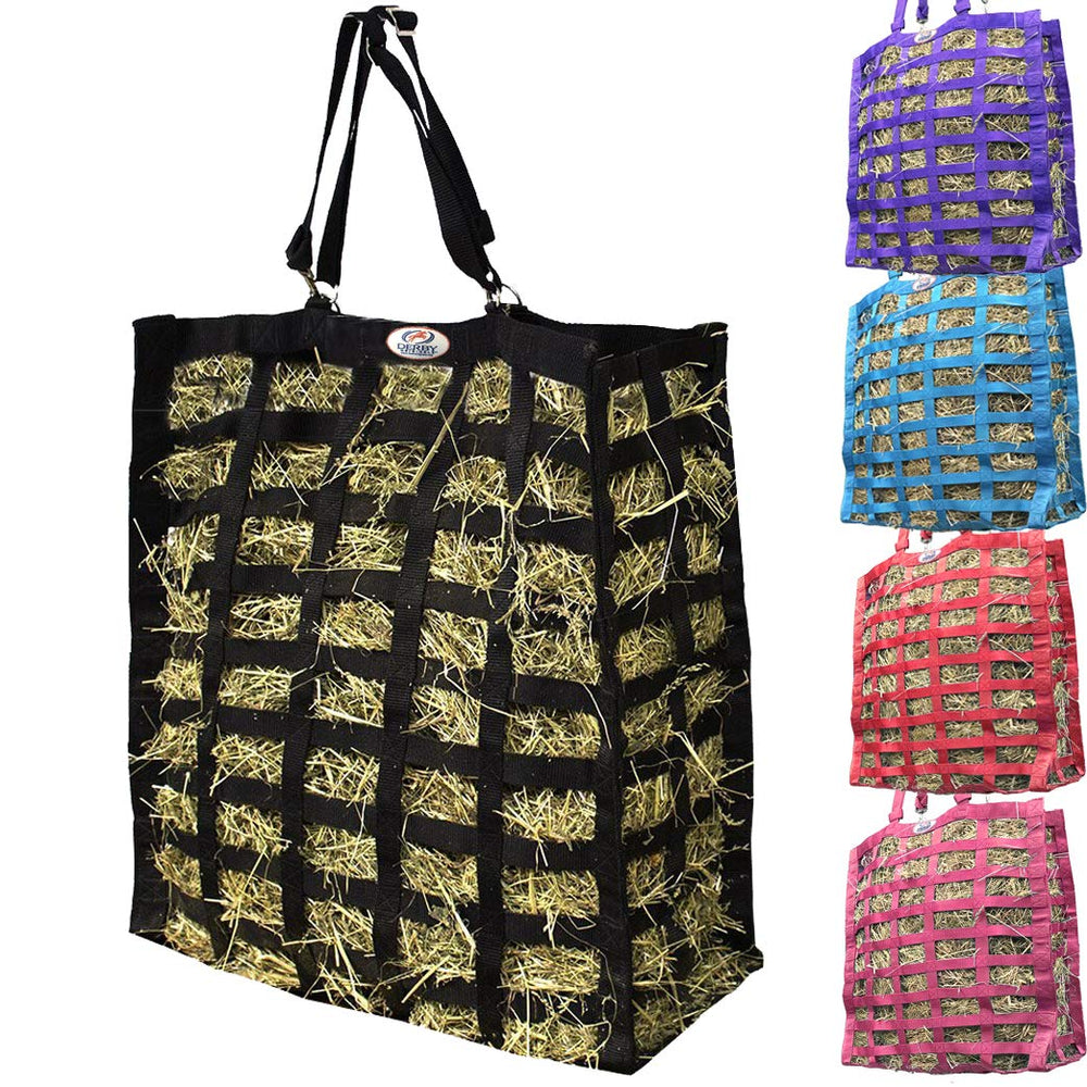Derby Originals bolsa heno cuatro caras patentada, permite comer desde cualquier lado y reduce desperdicio.