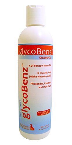 Dermazoo GlycoBenz Champú: botella de 8 onzas para limpieza del cuero cabelludo.