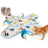 DFQ juguete interactivo para gatos con pluma móvil estimula caza y ejercicio.