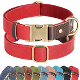 Didog collar de cuero PU rojo para perro grande, vista frontal y cómodo.