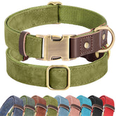 Didog collar de piel PU suave en oliva para perros grandes y cómodos