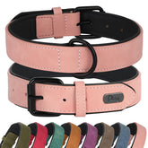 Collar Didog de piel sintética rosa, ajuste cómodo para perros grandes.