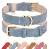 Didog collar PU cuero acolchado azul, cómodo para paseos diarios.