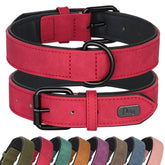 Didog collar rojo acolchado en primer plano para perro grande, ideal para paseos.