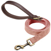 Didog correa de cuero sintético rosa con mango acolchado para paseos cómodos