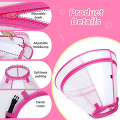 Ajuste seguro del collar Didopet rosa L con cierre y aros elásticos