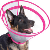 Didopet collar isabelino rosa L, vista frontal, ayuda a evitar lamidos de heridas