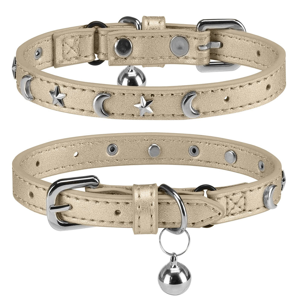 Collar DILLYBUD de cuero con campana para localizar al gato con facilidad.