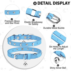 Collar DILLYBUD con detalle de estrellas y luna, estilo diario para gatos.