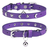 Collar de cuero DILLYBUD para gato con cascabel, facilita ubicarlo en casa y exterior.