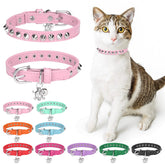 DILLYBUD collar-gato-cuero-frente: collar suave de cuero para uso diario