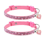 Collar DILLYBUD de terciopelo rosa con brillo para gatas, cómodo y seguro.