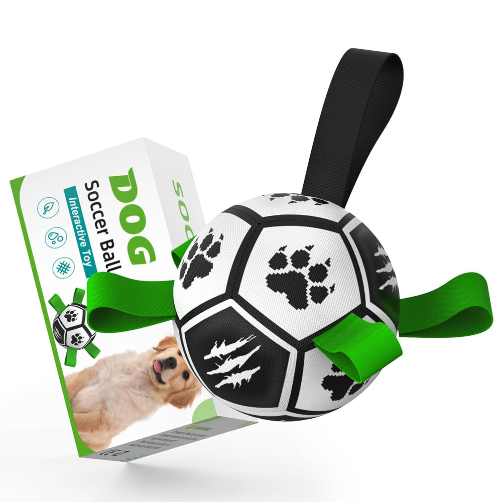Diman Pelota de fútbol para perros con correas, ideal para recoger.