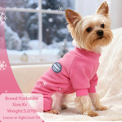 Dinkinty pijama perro rosa costado, cómodo para movilidad diaria.