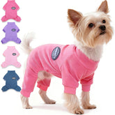 Dinkinty pijama perro rosa frente, mantiene a tu mascota cálida en paseos.