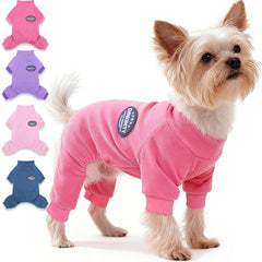 Dinkinty pijama perro rosa frente, mantiene a tu mascota cálida en paseos.