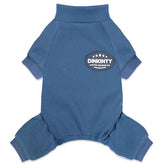 Pijama Dinkinty para perro pequeño, frontal azul acero, cálido para paseos