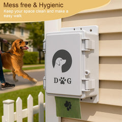 Dispensador de bolsas para excrementos de perro montado en pared, resistente al agua para uso exterior.